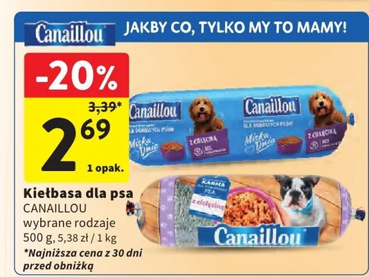 Kiełbasa dla psa Canaillou wybrane rodzaje promocja w Intermarche