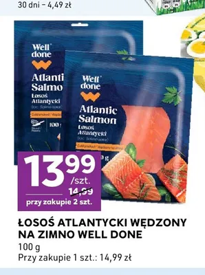 Łosoś atlantycki wędzony na zimno Well Done promocja w Stokrotka