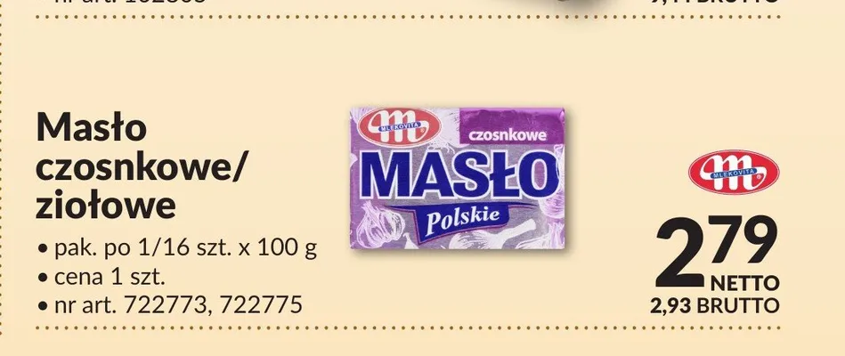 Masło ziołowe Mlekovita Masło Polskie promocja w Makro