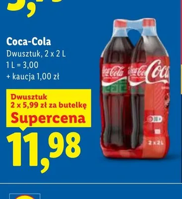 Napój gazowany Coca-Cola 2-pak 2l promocja w Lidl