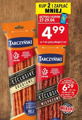 Kabanosy drobiowe z wieprzowiną Exclusive promocja w LEWIATAN