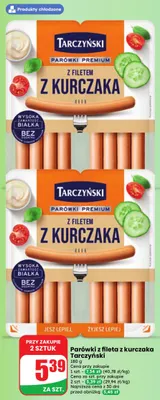Parówki z fileta z kurczaka Tarczyński promocja w Dino