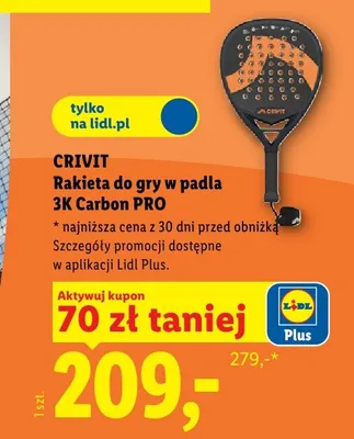 Rakieta do gry w padla 3K Carbon PRO CRIVIT promocja w Lidl