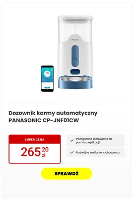 Dozownik karmy automatyczny Panasonic promocja w Media Expert