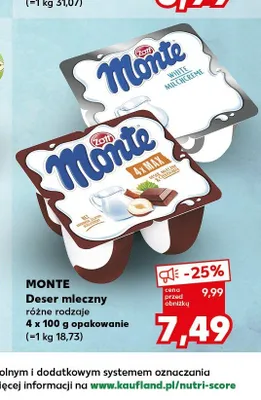 Deser mleczny Zott Monte 4-pak promocja w Kaufland