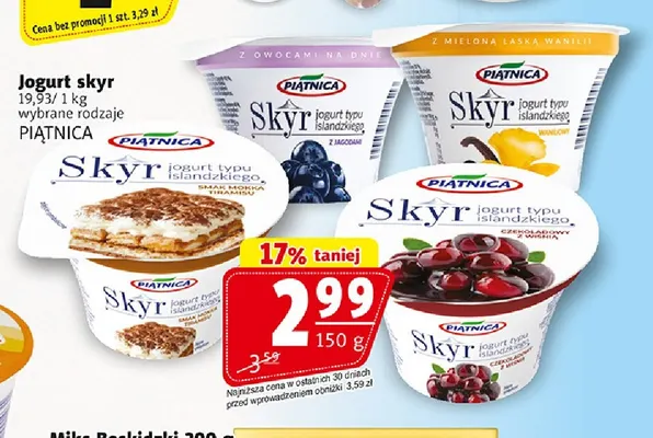 Jogurt skyr Piątnica promocja w Prim Market