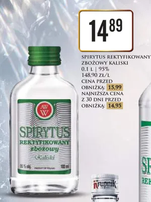Spirytus rektyfikowany zbożowy Kaliski 95% promocja w Dino
