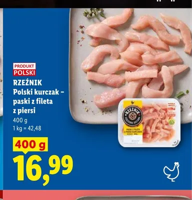 Polski kurczak - paski z fileta z piersi Rzeźnik promocja w Lidl