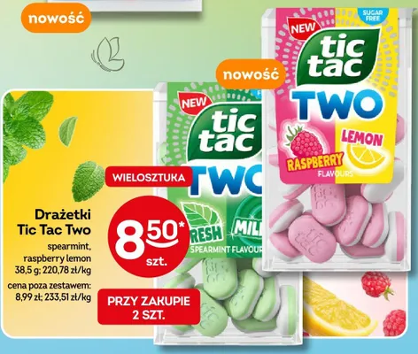Drażetki Tic Tac Two spearmint, raspberry lemon promocja w Żabka