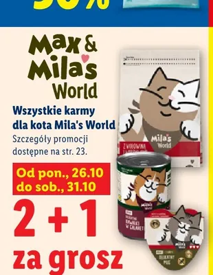 Karma dla kota z wołowiną w galaretce Mila's World promocja w Lidl