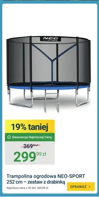 Trampolina ogrodowa Neo-Sport 252 cm zestaw z drabinką promocja w ERLI