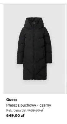 Płaszcz puchowy Guess czarny promocja w Lounge by Zalando