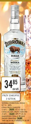 Wódka Żubrówka Biała promocja w Dino