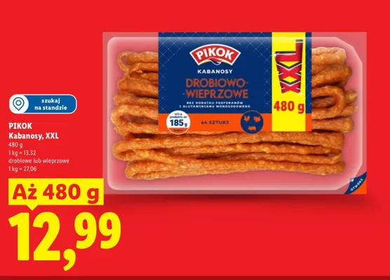 Kabanosy drobiowo-wieprzowe, XXL promocja w Lidl