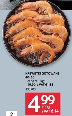 Krewetki gotowane 40-60 cena za 1 kg promocja w Selgros