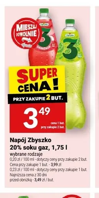 Napój Zbyszko 20% soku gaz promocja w Twój Market