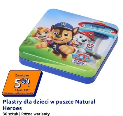 Plastry dla dzieci w puszce Natural Heroes promocja w Action