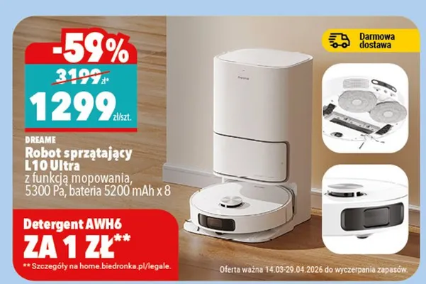 Robot sprzątający L10 Ultra z funkcją mopowania promocja w Biedronka Home