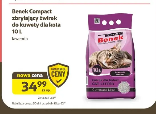 Benek Compact zbrylający żwirek do kuwety dla kota lawenda promocja w Super Zoo