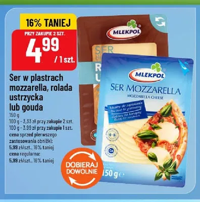Ser w plastrach gouda Mlekpol promocja w POLOmarket