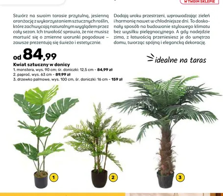 Kwiat sztuczny w donicy monstera promocja w Bricomarche
