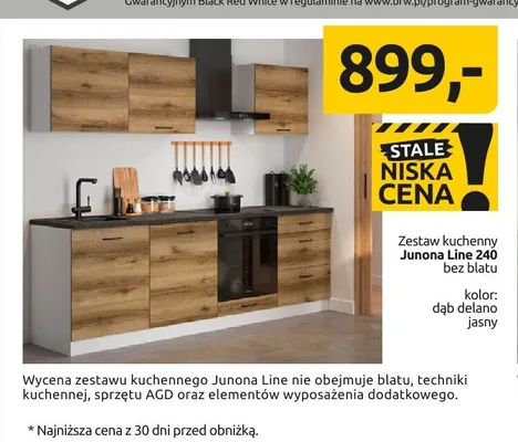 Zestaw kuchenny Junona Line 240 bez blatu dąb delano jasny Black Red White promocja w Black Red White