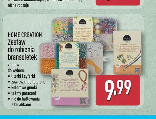 Zestaw do robienia bransoletek HOME CREATION literki i cyferki promocja w Aldi