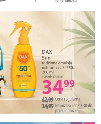 Rodzinna emulsja ochronna z SPF50 Dax Sun promocja w Hebe