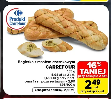 Bagietka z masłem czosnkowym Carrefour promocja w Carrefour Market