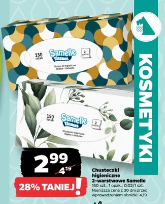 Chusteczki higieniczne 2-warstwowe Samelle promocja w Netto