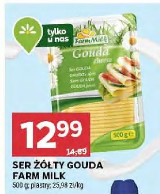 Ser SER ŻÓŁTY GOUDA FARM MILK promocja w Stokrotka