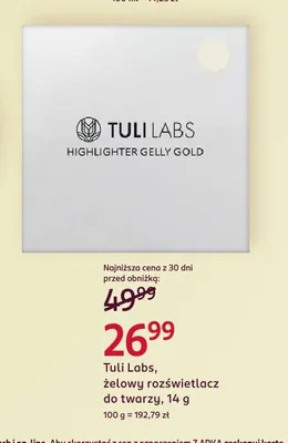 Żelowy rozświetlacz do twarzy Tuli Labs Highlighter Gelly Gold promocja w Rossmann