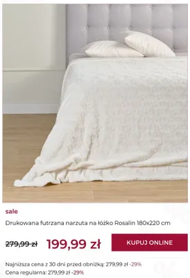 Drukowana futrzana narzuta na łóżko Rosalin 180x220 cm home & you promocja w home&you