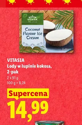 Lody w łupinie kokosa Vitasia 2-pak promocja w Lidl