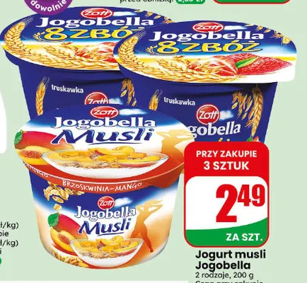 Jogurt musli Jogobella brzoskwinia-mango promocja w Dino
