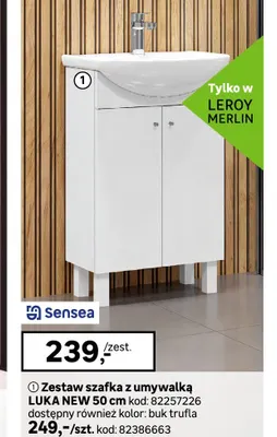 Zestaw szafka z umywalką Luka New buk trufla 50 cm Sensea promocja w Leroy Merlin