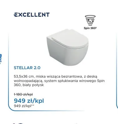 Miska WC wisząca Excellent Stellar 2,0 z deską promocja w Blu Salony Łazienek