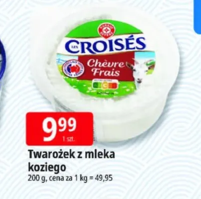 Twarożek z mleka koziego Croisés promocja w Leclerc