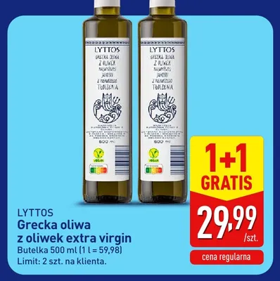 Grecka oliwa z oliwek extra virgin Lyttos promocja w Aldi