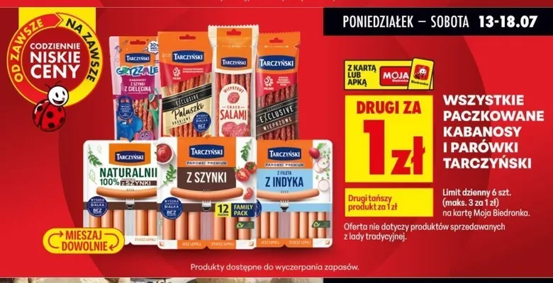 Kabanosy wieprzowe Tarczyński Exclusive promocja w Biedronka