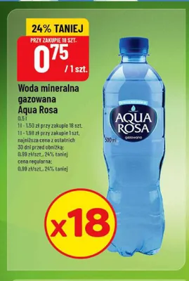 Woda mineralna gazowana Aqua Rosa promocja w POLOmarket
