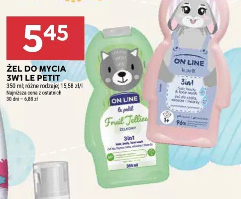 Żel do mycia 3w1 On Line Le Petit Fruit Jellies promocja w Stokrotka