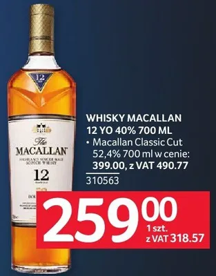 Whisky Macallan 12 YO 40% 700 ml promocja w Selgros