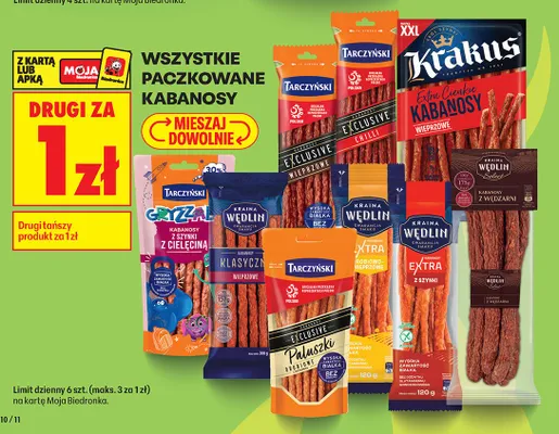 Kabanosy z szynki z cielęciną Tarczyński Gryzzale promocja w Biedronka