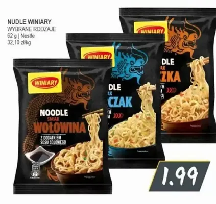 Nudle smak wołowina z dodatkiem sosu sojowego Winiary promocja w Słoneczko