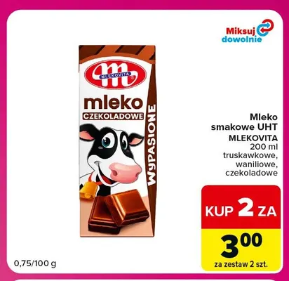 Mleko UHT smakowe Mlekovita waniliowe promocja w Carrefour Market