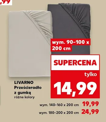 Prześcieradło z gumką Livarno 140-160x200 cm promocja w Kaufland