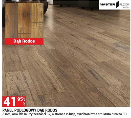 Panel podłogowy Dąb Rodos Master Floor by Kapol 8mm AC4 klasa użyteczności 32 4-stronna v-fuga synchroniczna struktura drewna 3D promocja w Merkury Market
