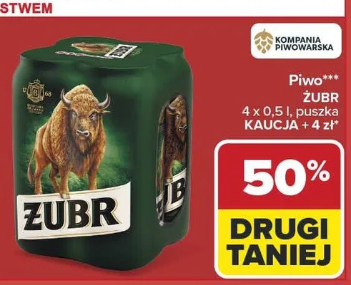 Piwo Żubr puszka promocja w Carrefour