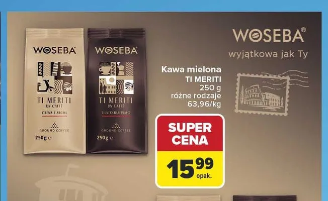 Kawa mielona Woseba Ti Meriti Crema e Aroma promocja w Carrefour